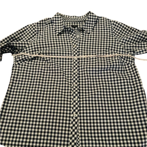 TALBOTS PLUS WOMENS NAVY & WHITE CHECKERED LONG SLEEVE BUTTONED DOWN SHIRT SZ 2X - Picture 5 of 9
